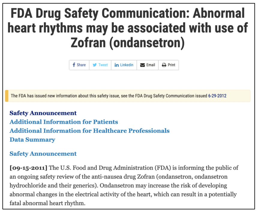 Emergency Medicine EducationFDA zofran