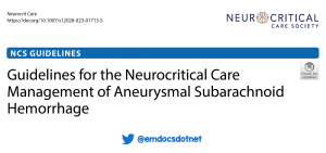 Neurocritical Care Society Aneurysmal SAH Guidelines header